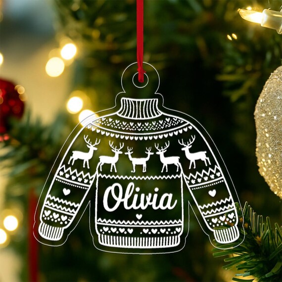 Olivia Black Christmas Sweater White Reindeer Custom Name Poster