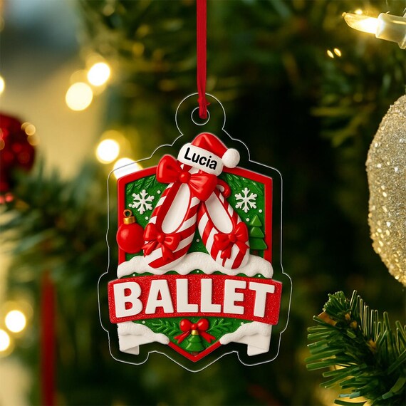 Personalized Ballet Shoes Candy Cane Christmas Ornament Wall Art