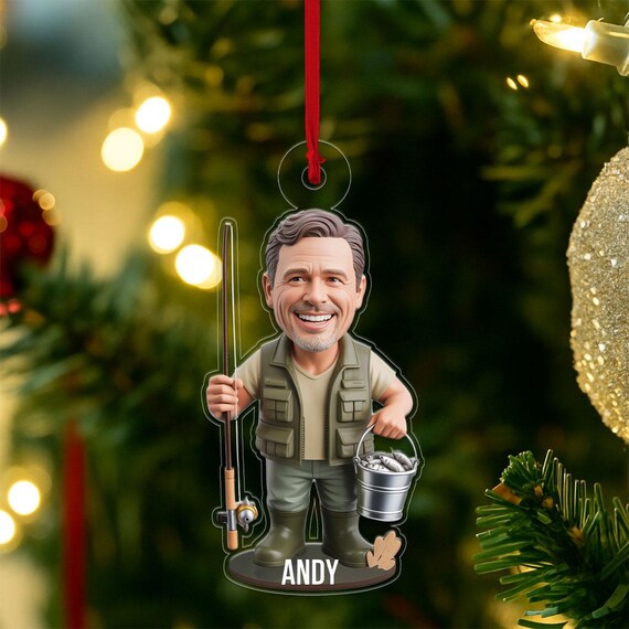 Custom Fisherman Christmas Ornament Print Name Fishing Tree Gift Keepsake