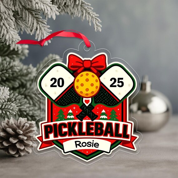 Personalized Pickleball 2025 Crossed Paddles Name Christmas Print