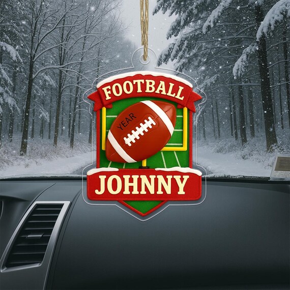 Personalized Football Christmas Ornament Custom Name Acrylic Wall Art