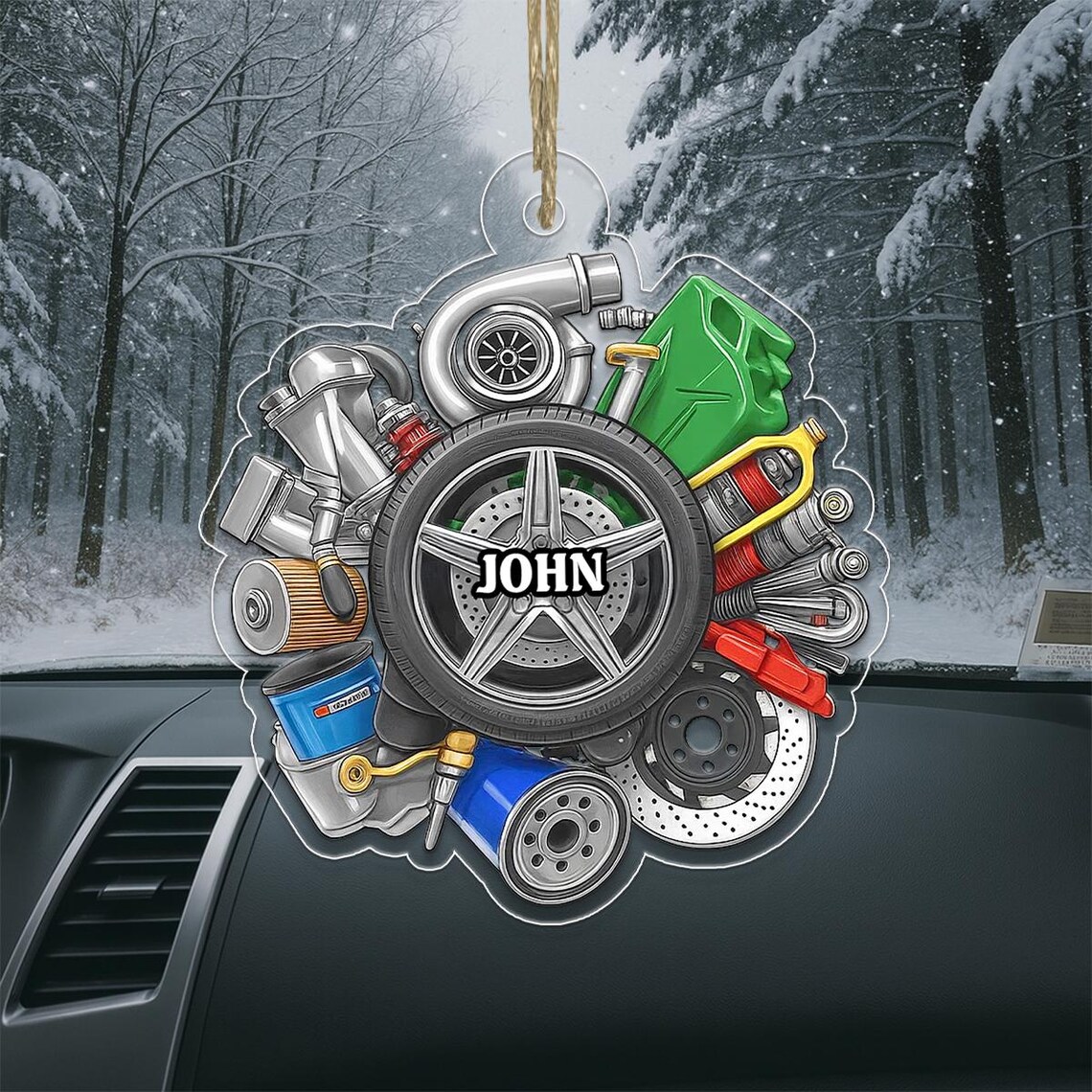 Personalized Mechanic Name Christmas Ornament Car Parts Wall Decor Poster