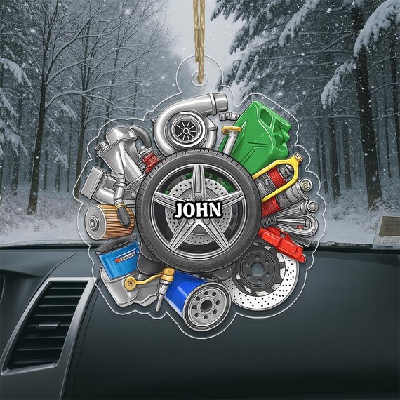 Personalized Mechanic Name Christmas Ornament Car Parts Wall Decor Poster