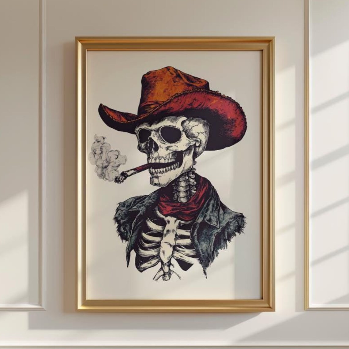 Skeleton Cowboy, Vintage Western Decor Art Print