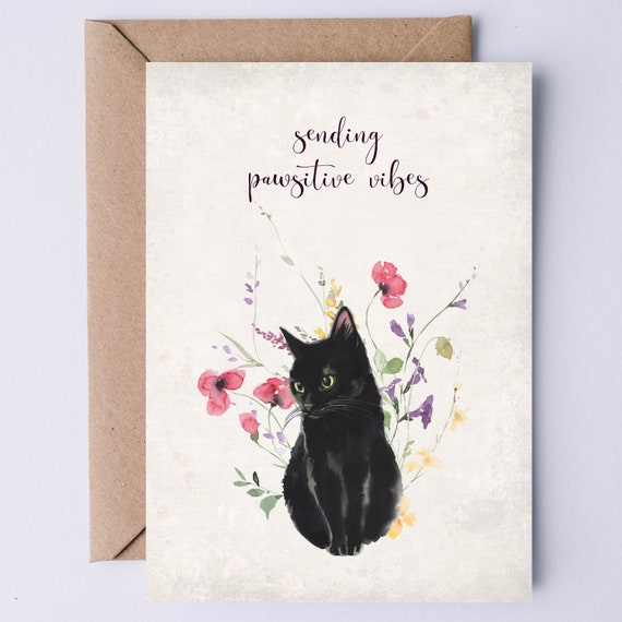Cat Get Well Support Poster, Recovery and Sympathy