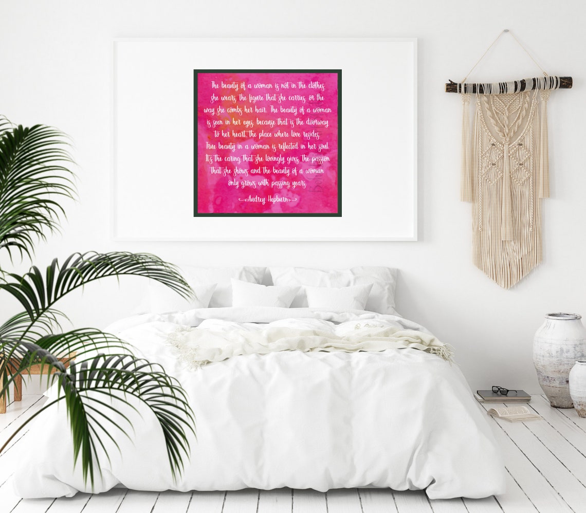 Audrey Hepburn Quote The Beauty Of A Woman Inspirational Quote Art Print Strong Woman Wall Art Empowerment Gift For Her - Image 2