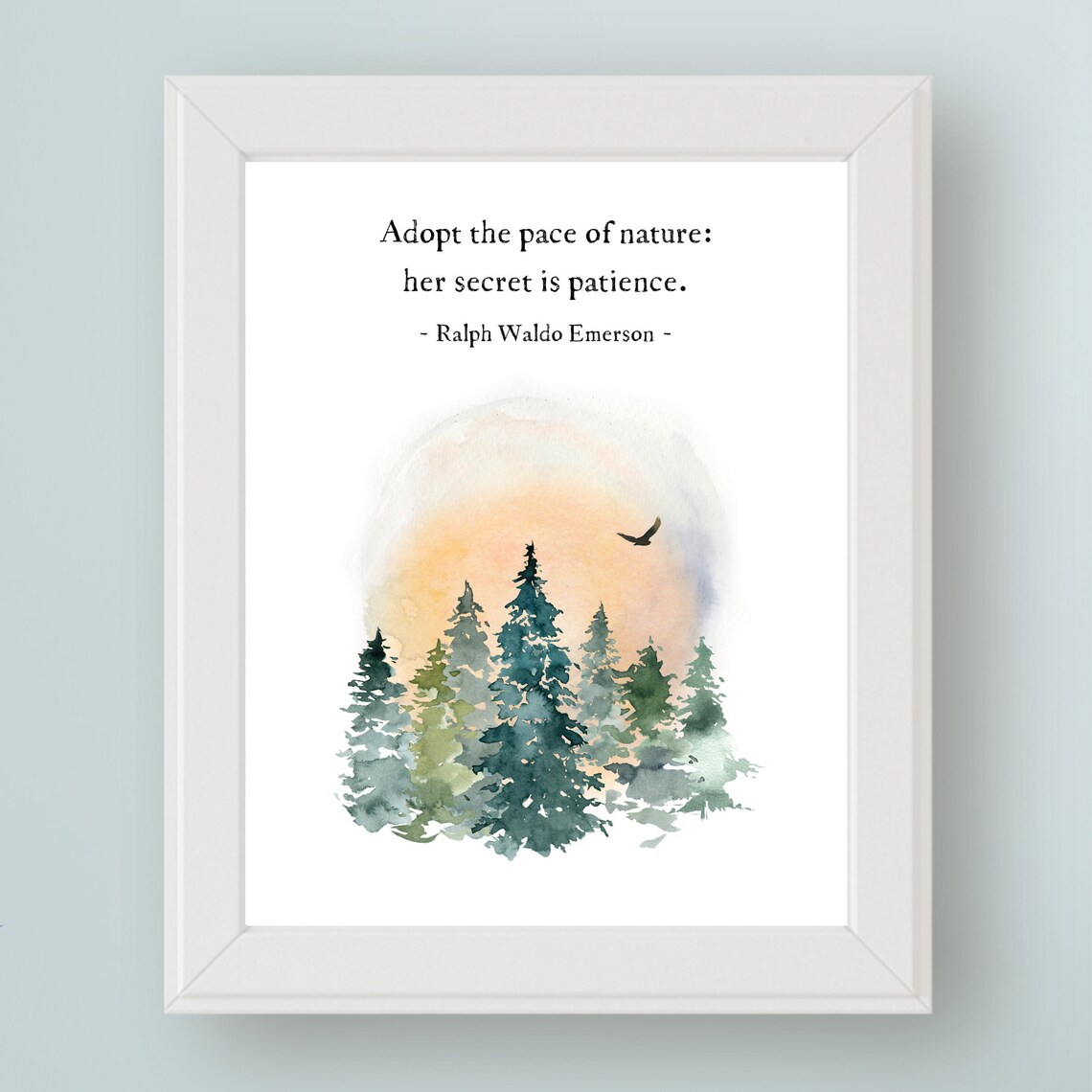 Ralph Waldo Emerson Quote, Nature and Patience Art Print