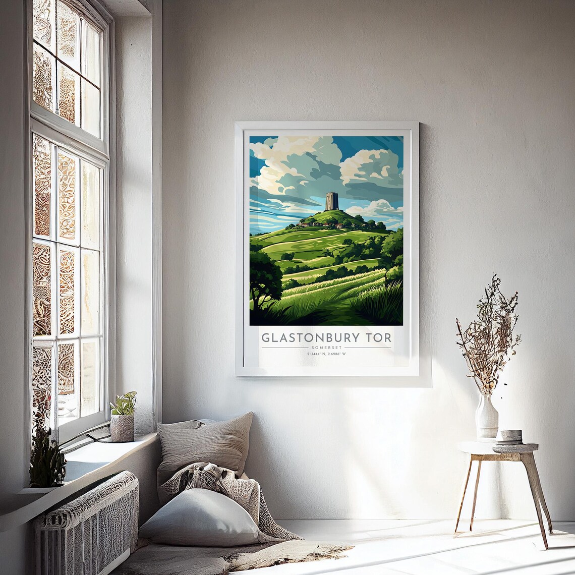 Glastonbury Tor Somerset Rolling Hills Historic Travel Poster - Image 4