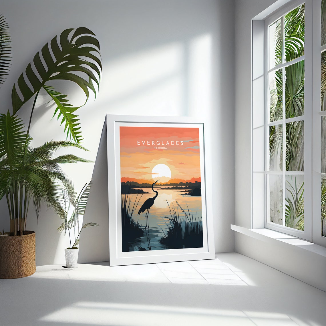Everglades Florida Sunset Heron Wetland Silhouette Travel Poster - Image 4