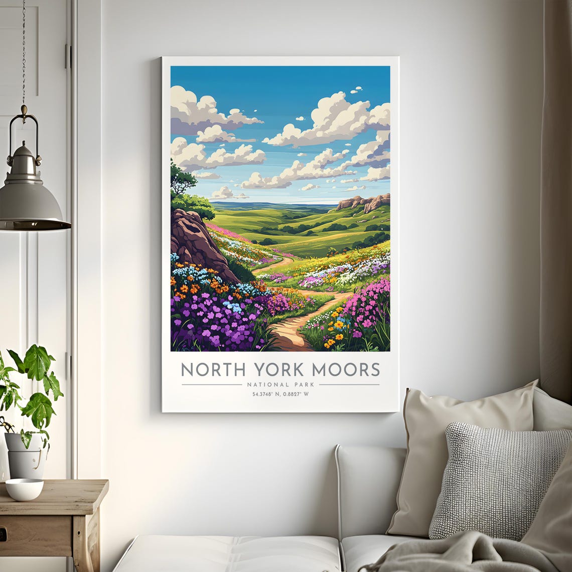 North York Moors Wildflower Path Rolling Hills Travel Poster - Image 2