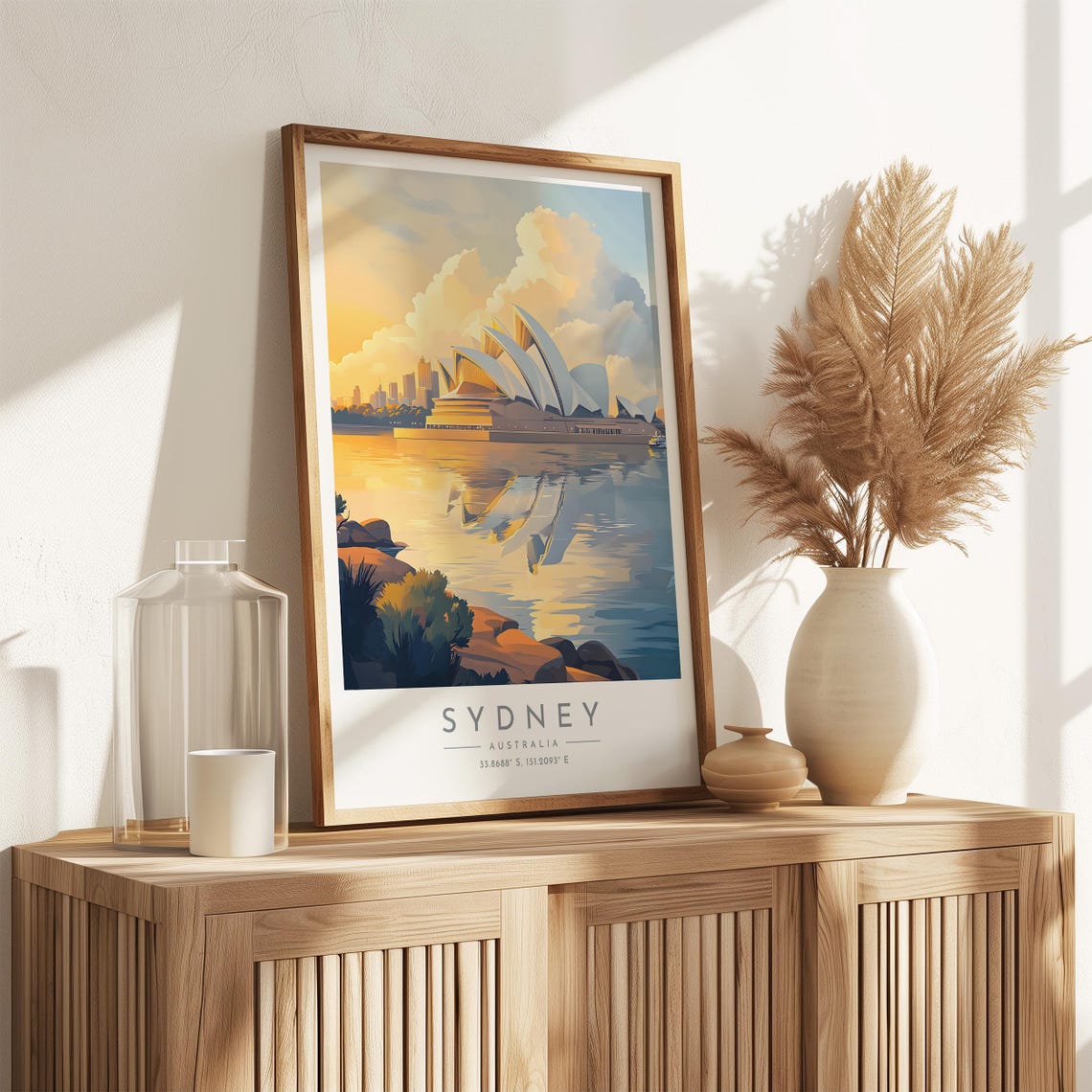 Sydney Opera House Golden Sunset Coordinates Travel Poster Art - Image 3