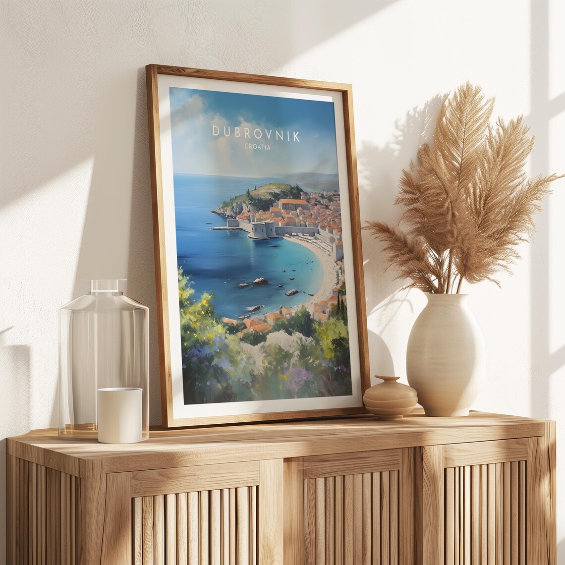 Dubrovnik Croatia Old Town Bay Travel Poster with City Walls - Image 2