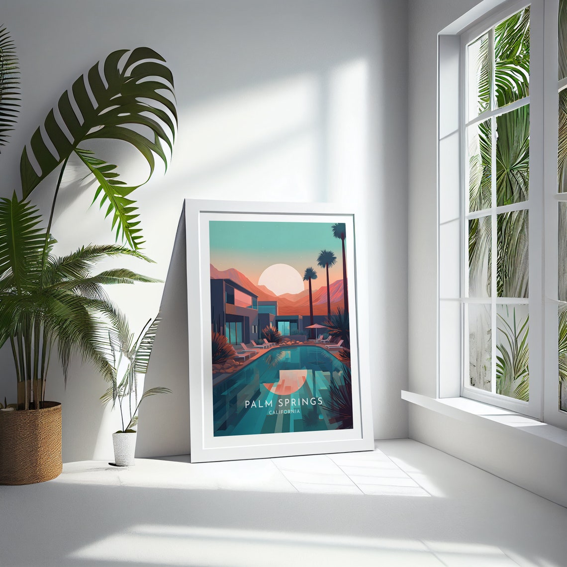 Palm Springs California Mid Century Villa Pool Sunset Poster - Image 4