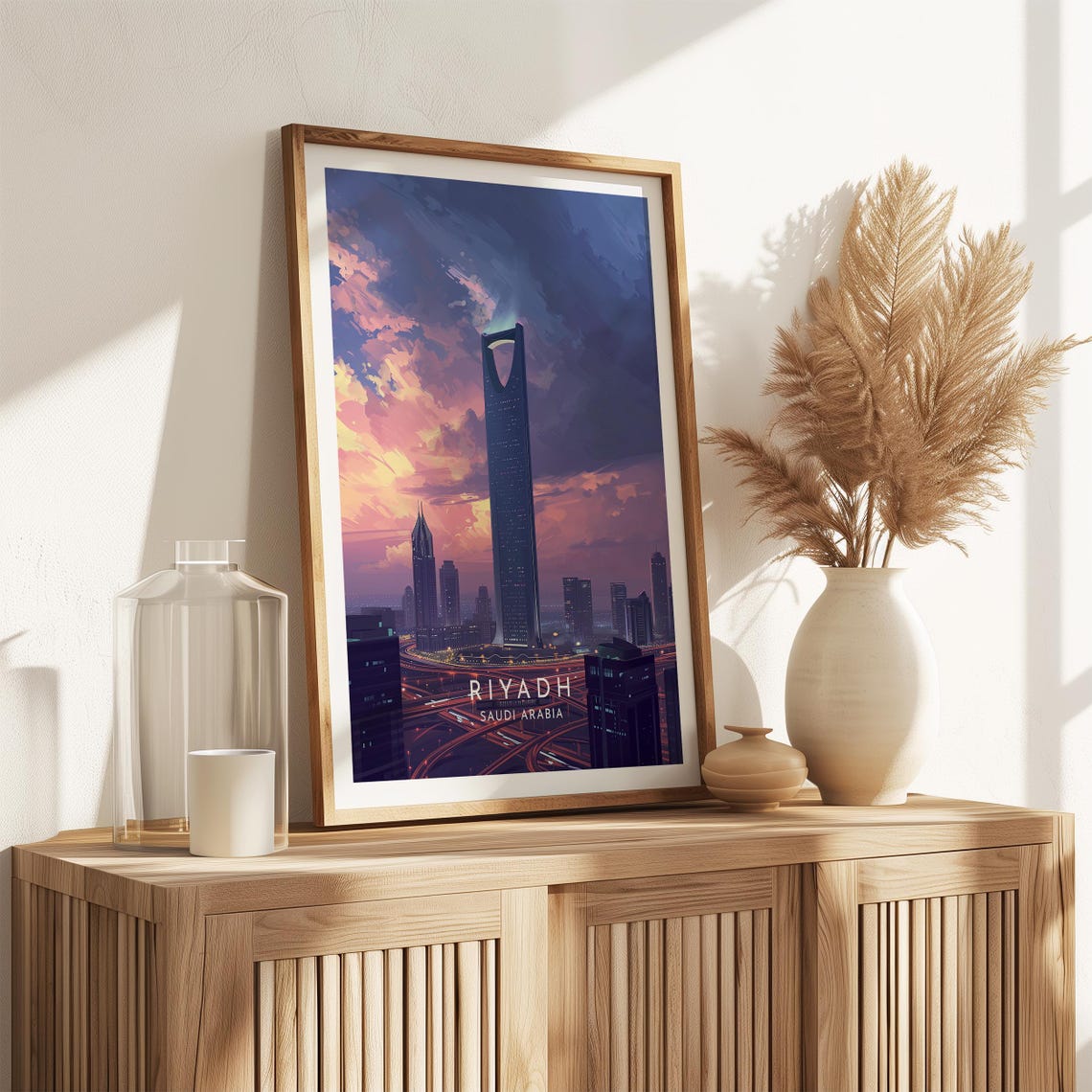 Riyadh Saudi Arabia Kingdom Centre Tower Dusk City Lights Poster - Image 2