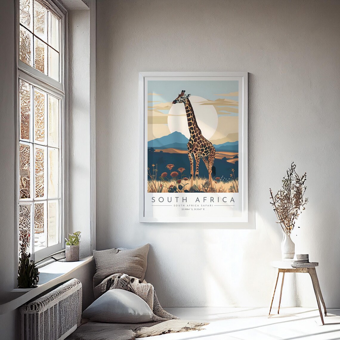 South Africa Safari Giraffe Sunset Golden Savanna Travel Poster - Image 4