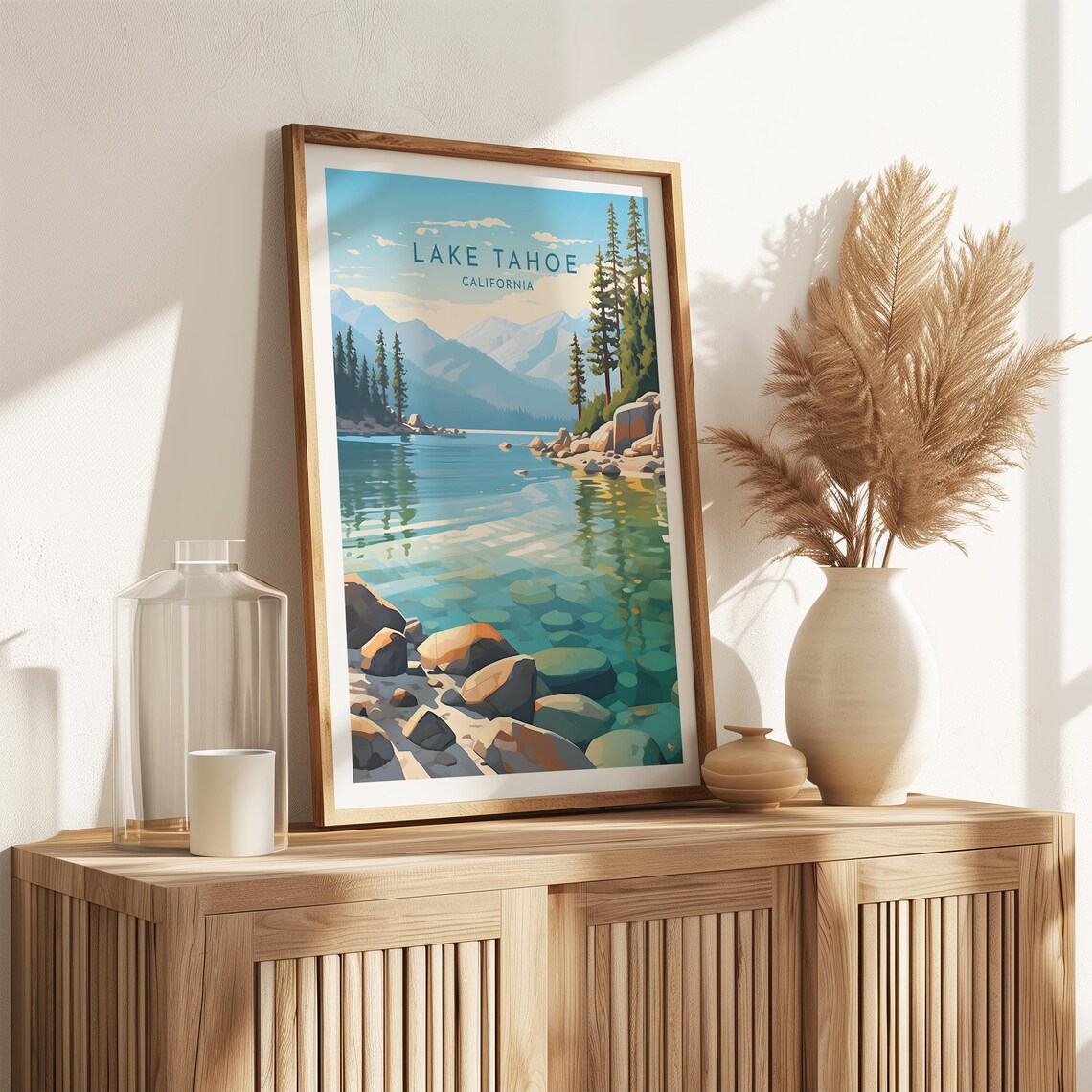 Lake Tahoe California Crystal Clear Rocky Shore Alpine View Poster - Image 2