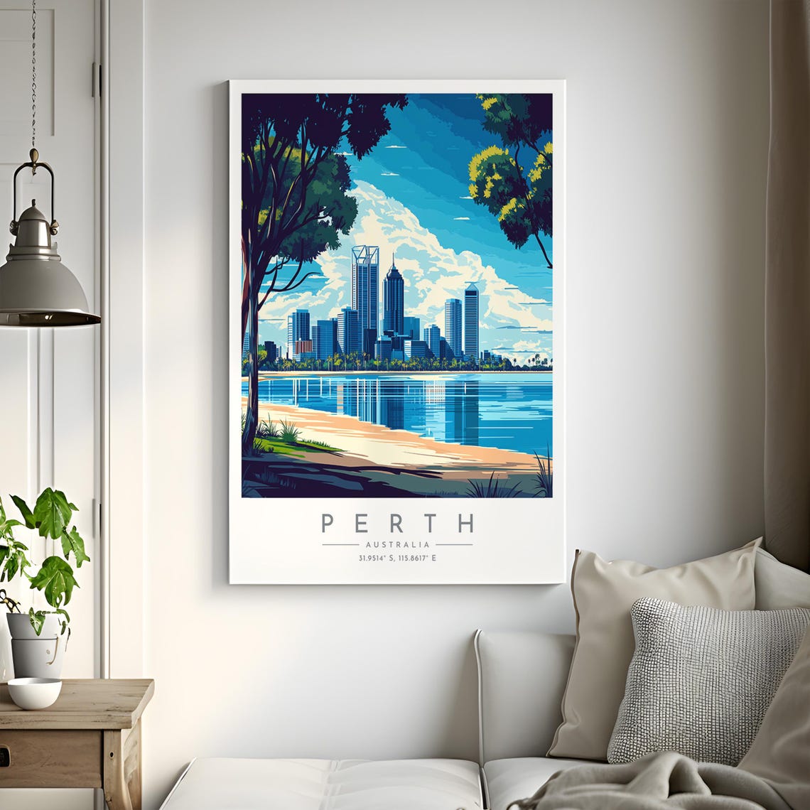 Perth Australia Skyline Riverside Beach Cityscape Travel Poster - Image 2
