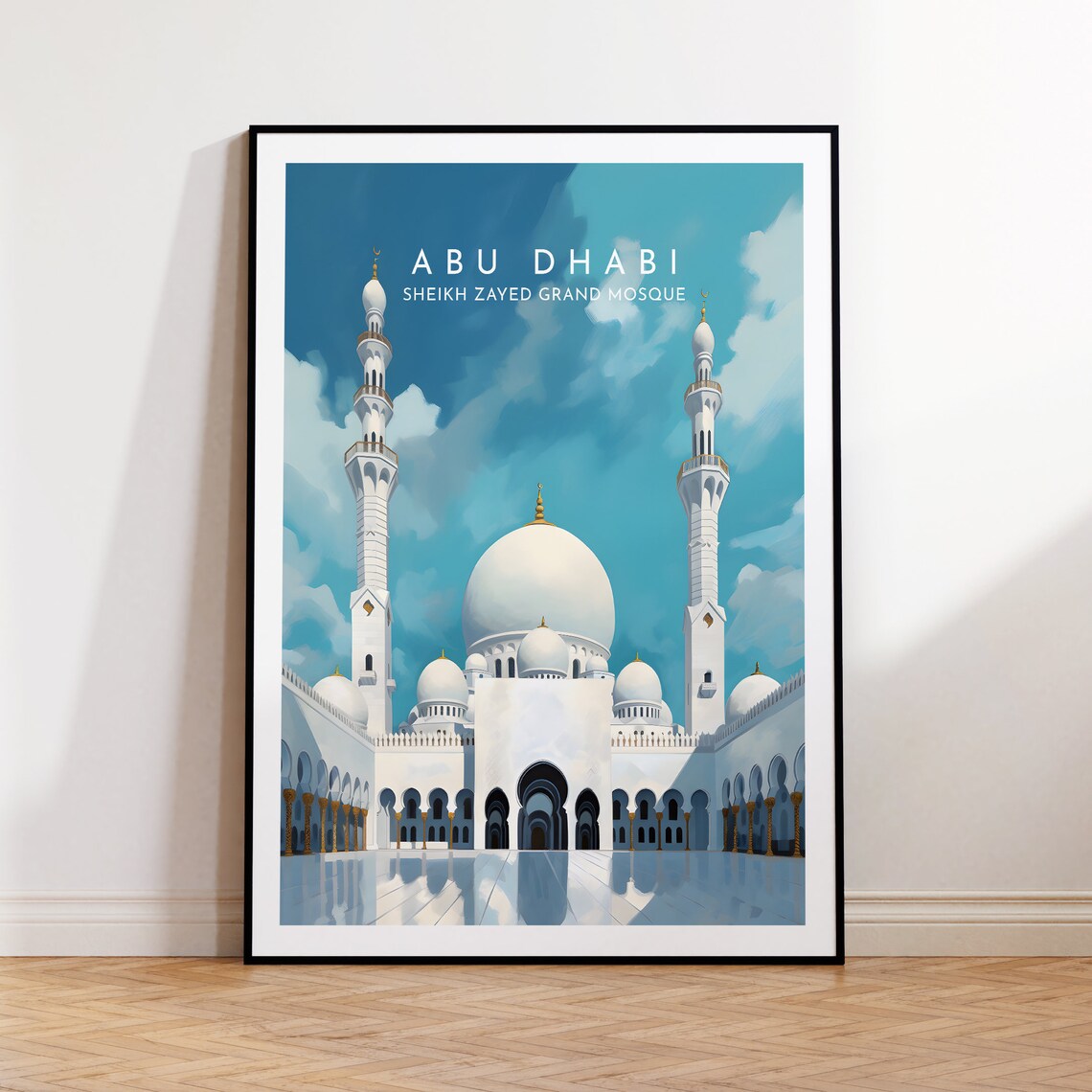 Abu Dhabi Travel Poster, Sheikh Zayed Grand Mosque