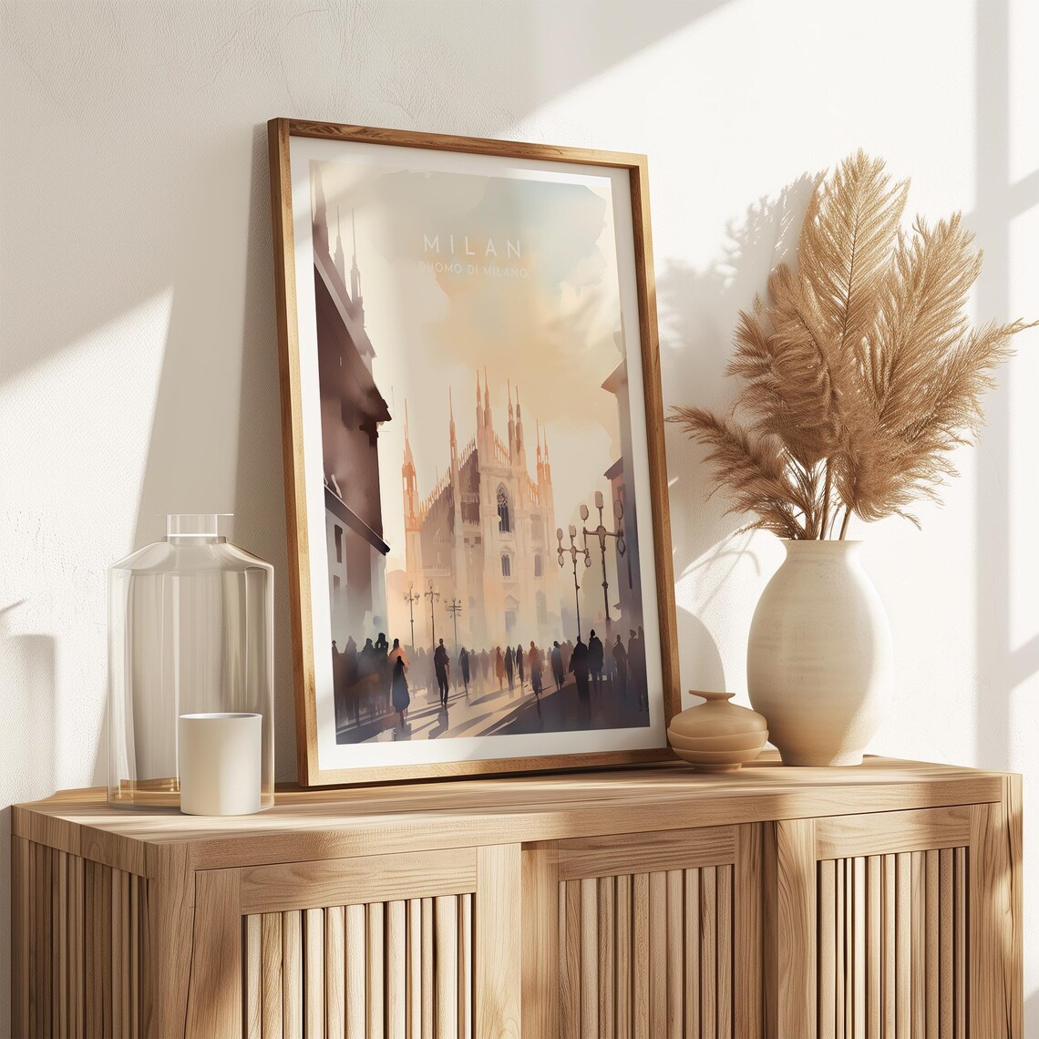 Milan Duomo Di Milano Watercolor Travel Poster with Cathedral View - Image 2