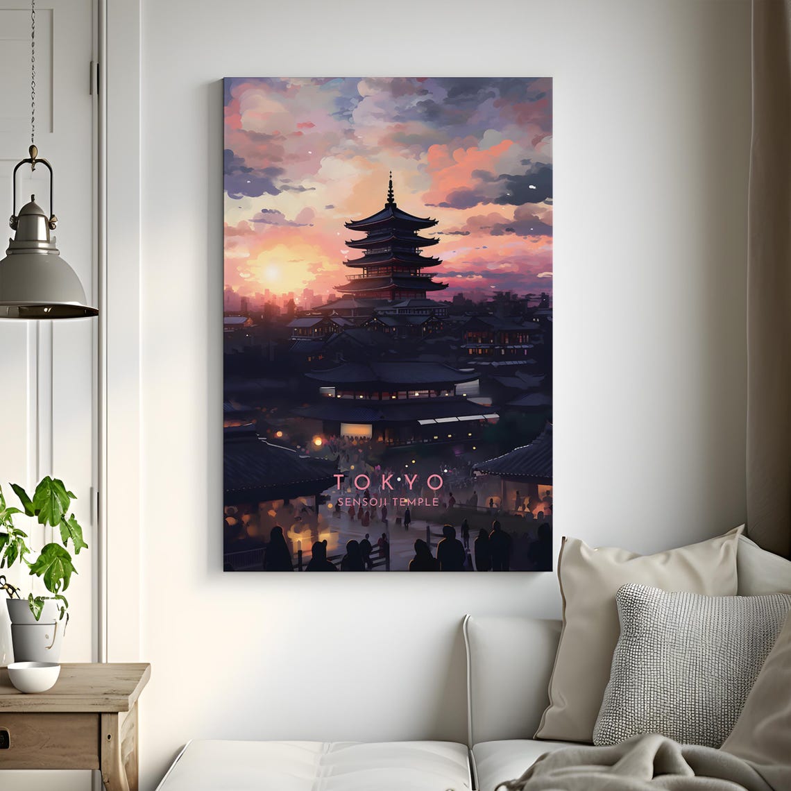 Tokyo Sensoji Temple Sunset Japan Travel Poster with Pagoda Glow - Image 3