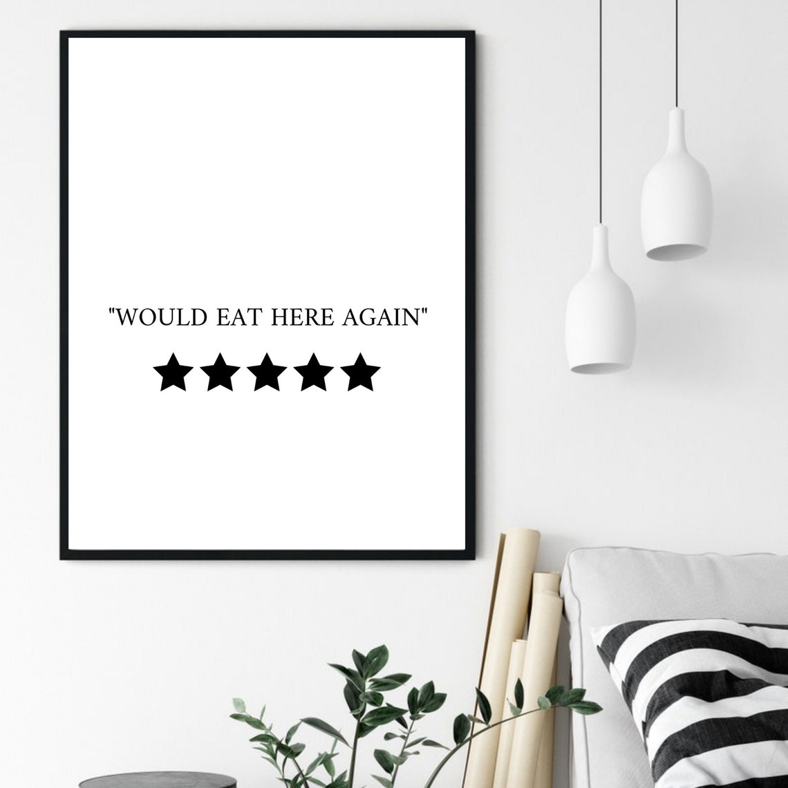 Would Eat Here Again Five Star Kitchen Review Funny Typography Poster - Image 6