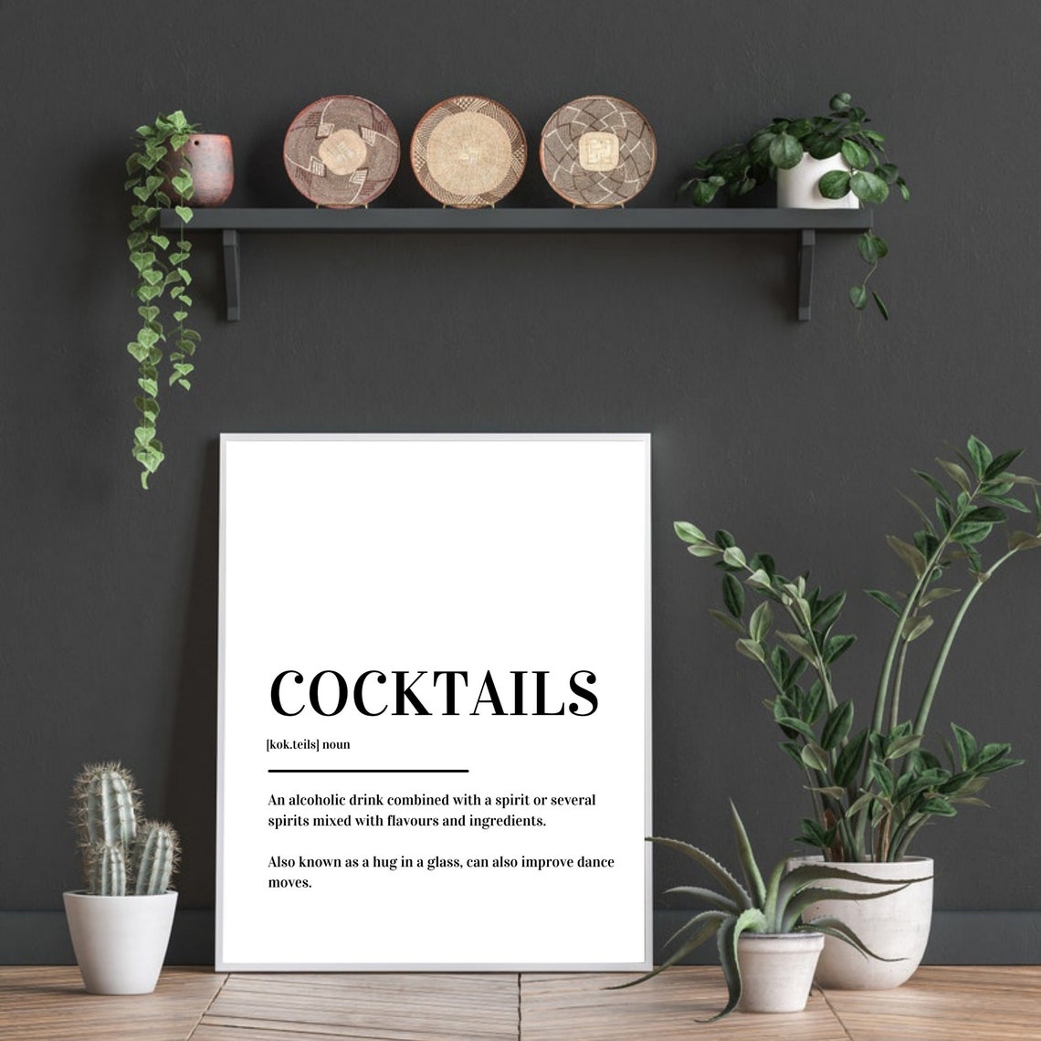 Cocktails Funny Hug in a Glass Definition Kitchen Bar Decor Poster - Image 3