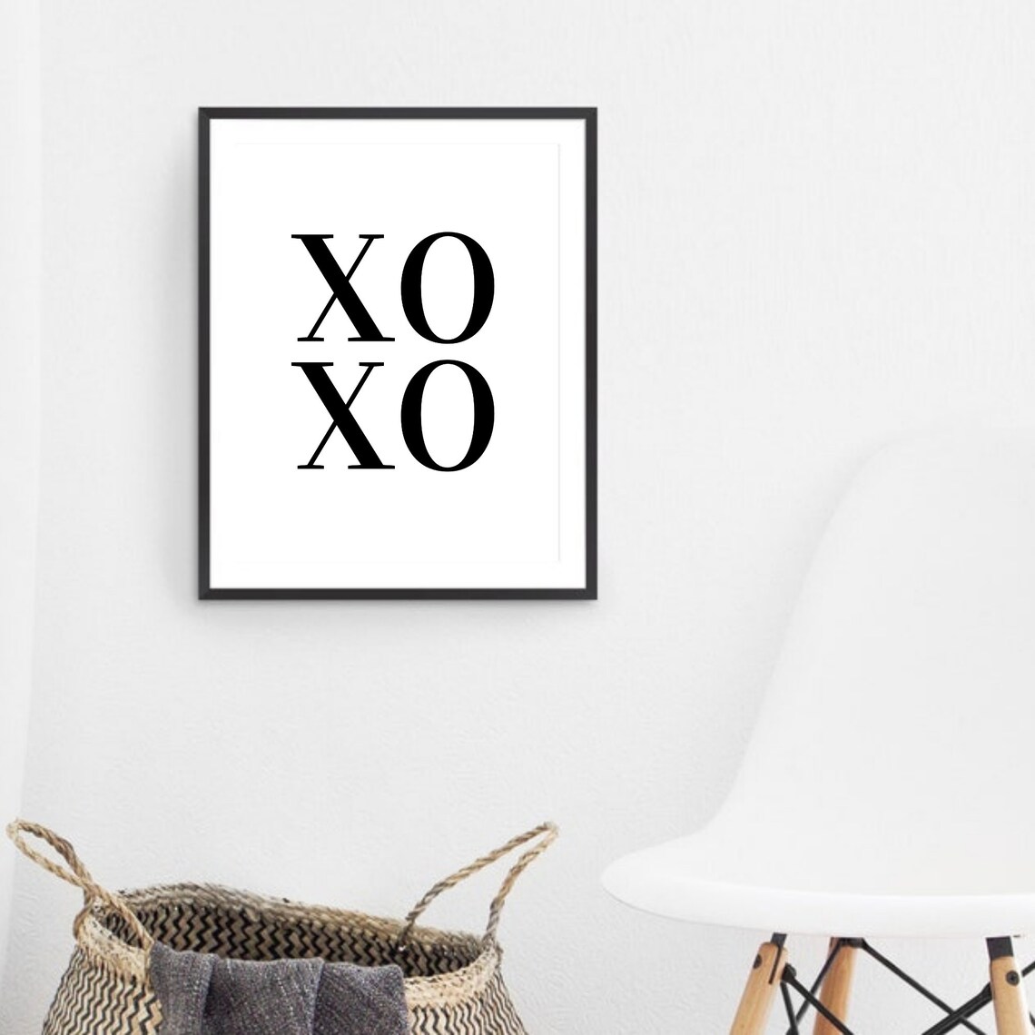 Xoxo Bold Typography Hugs Kisses Minimalist Black White Poster - Image 3