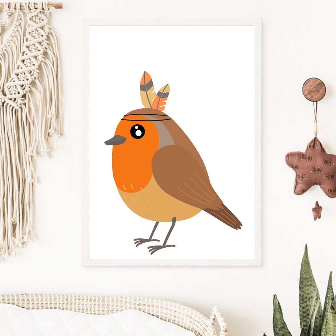 Cute Cartoon Robin Bird Nursery Baby Room Woodland Animal Poster - Image 6