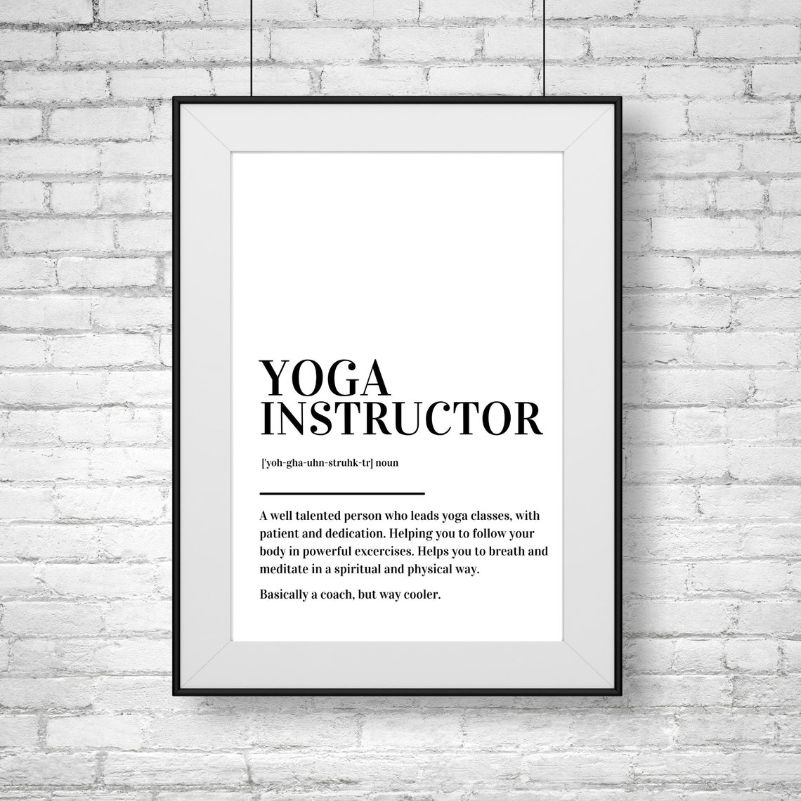 Yoga Instructor Definition Funny Coach Gift Typography Poster - Image 2