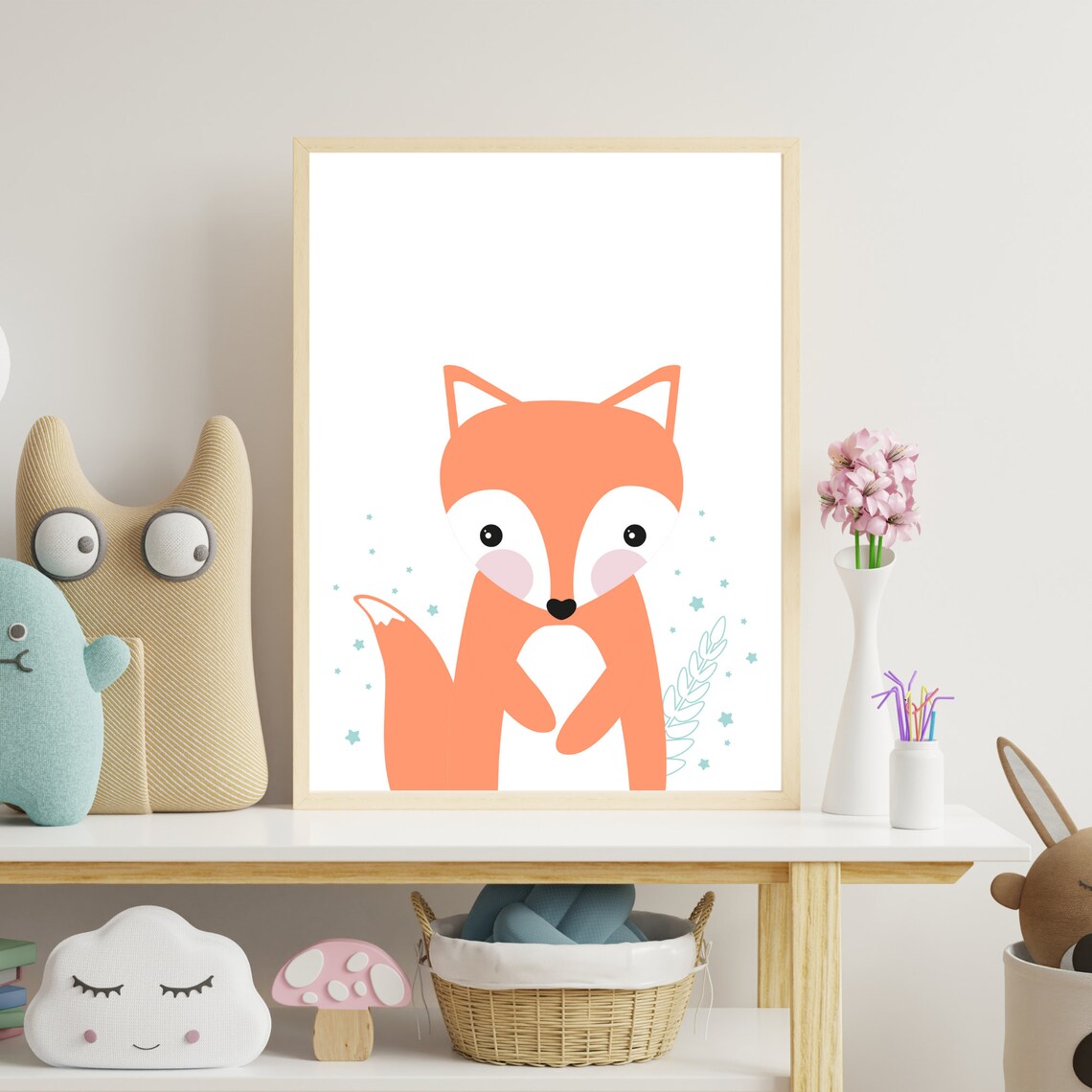Cute Orange Fox Nursery Poster Woodland Animal Baby Room Decor - Image 2