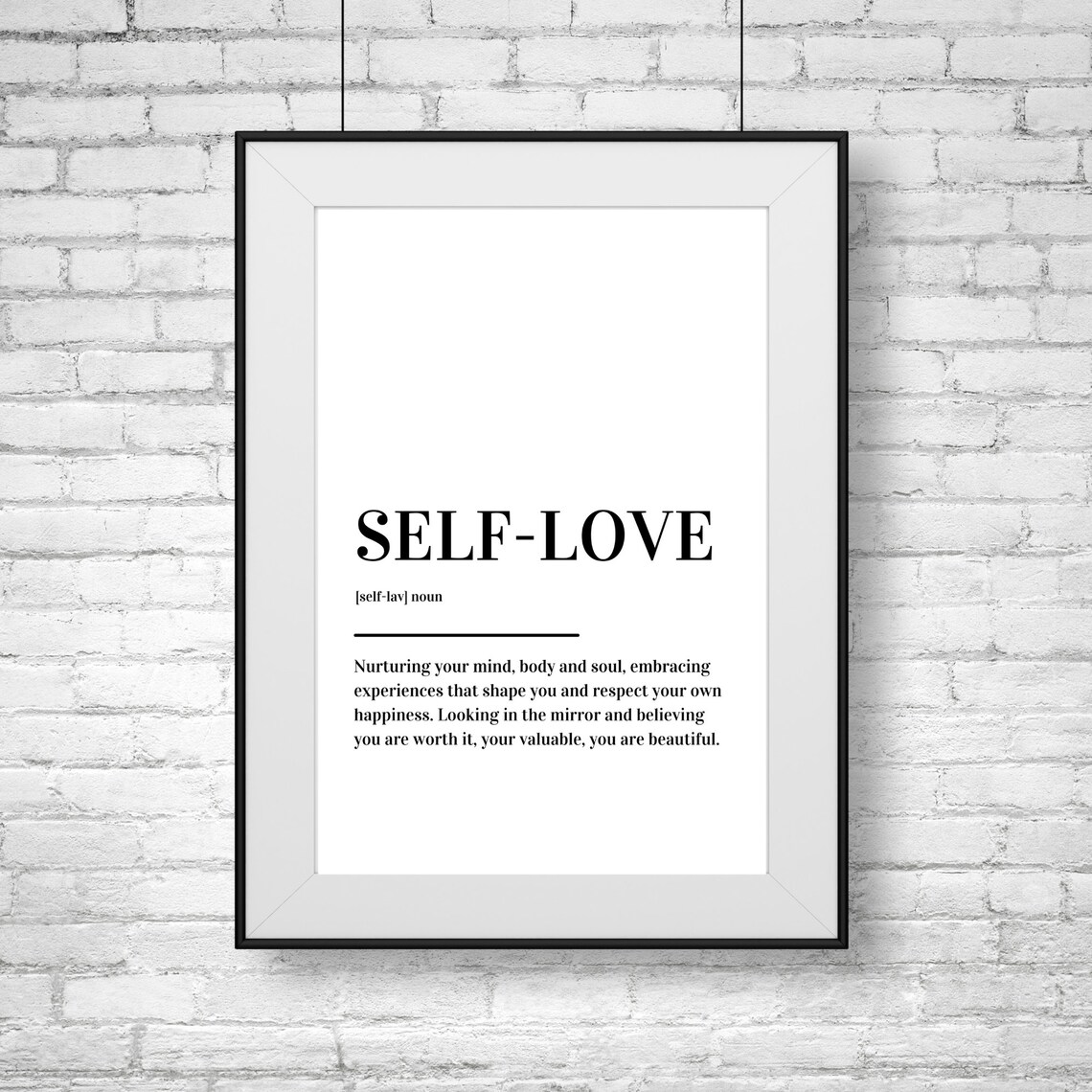 Self Love Inspirational Dictionary Definition Minimalist Black White Poster - Image 2