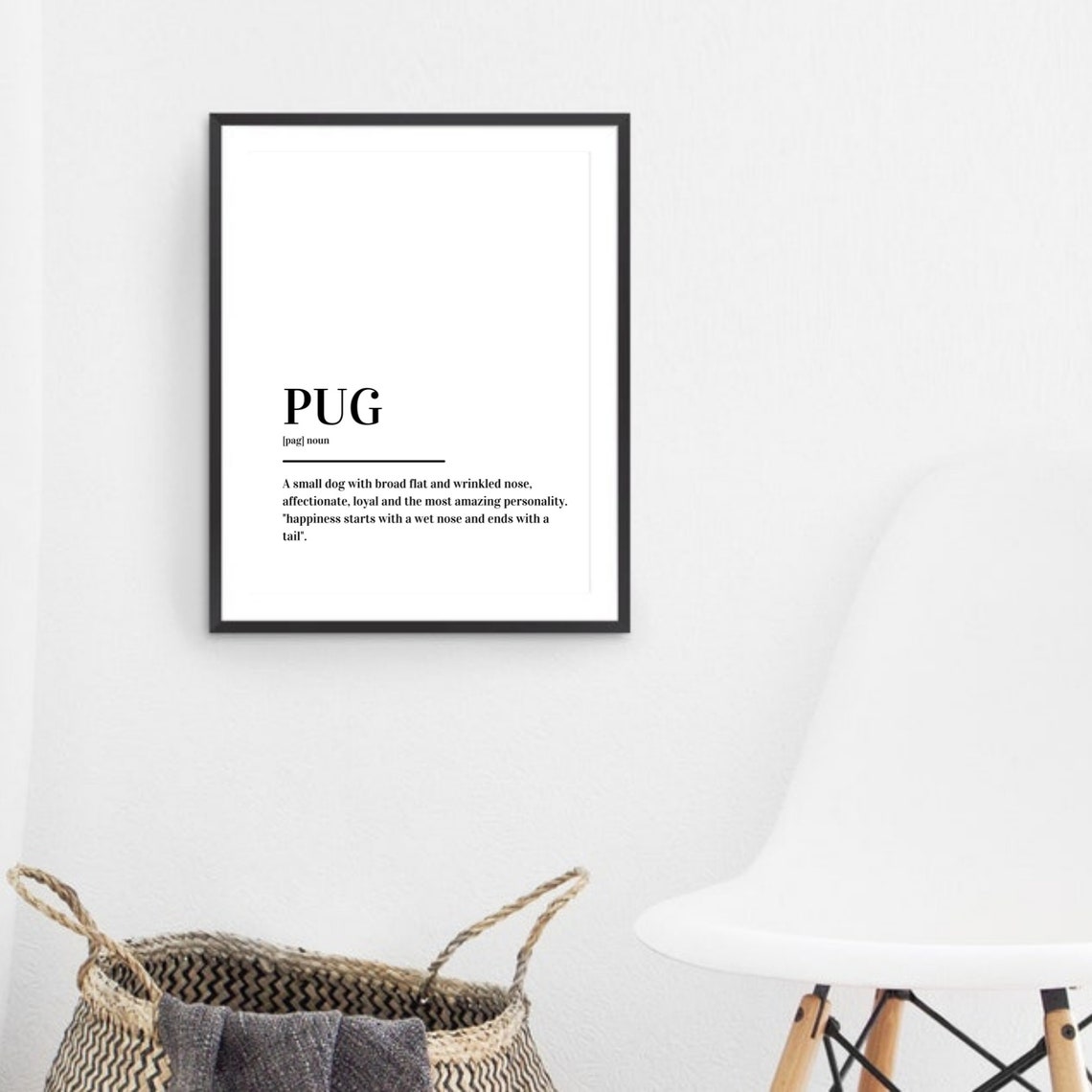 Pug Breed Definition Dog Lover Dictionary Style Typography Poster - Image 3