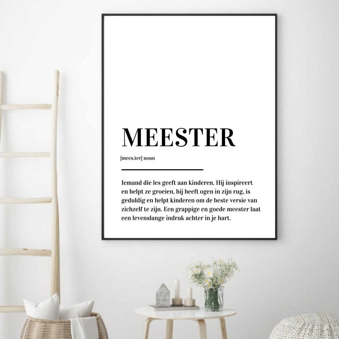 Meester Definition Dutch Teacher Gift Minimalist Typography Poster - Image 3