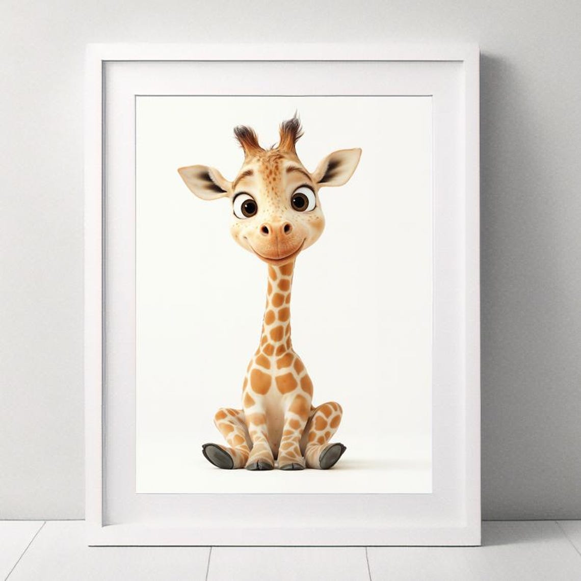 Adorable Baby Giraffe with Big Eyes Cute Safari Nursery Poster - Image 5