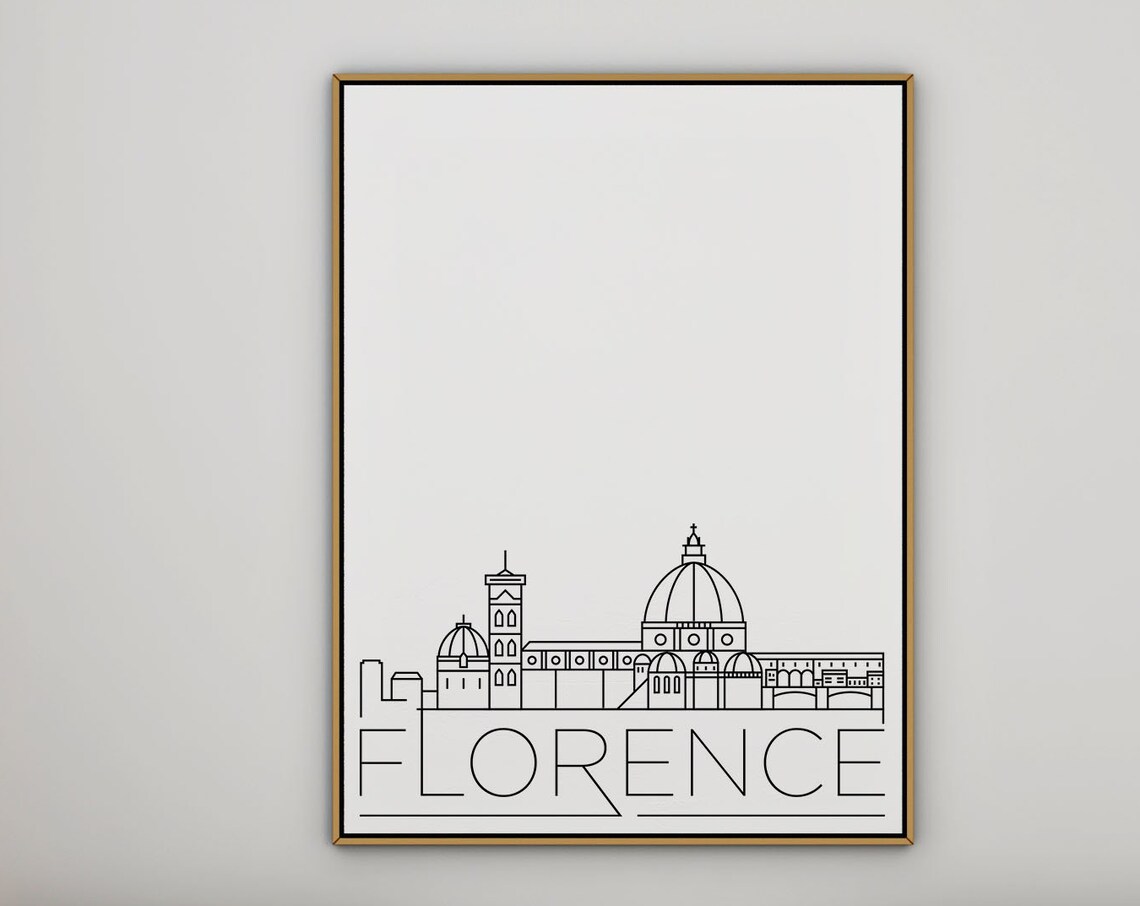Florence Italy Duomo Cathedral Dome Minimalist Skyline Line Art Poster