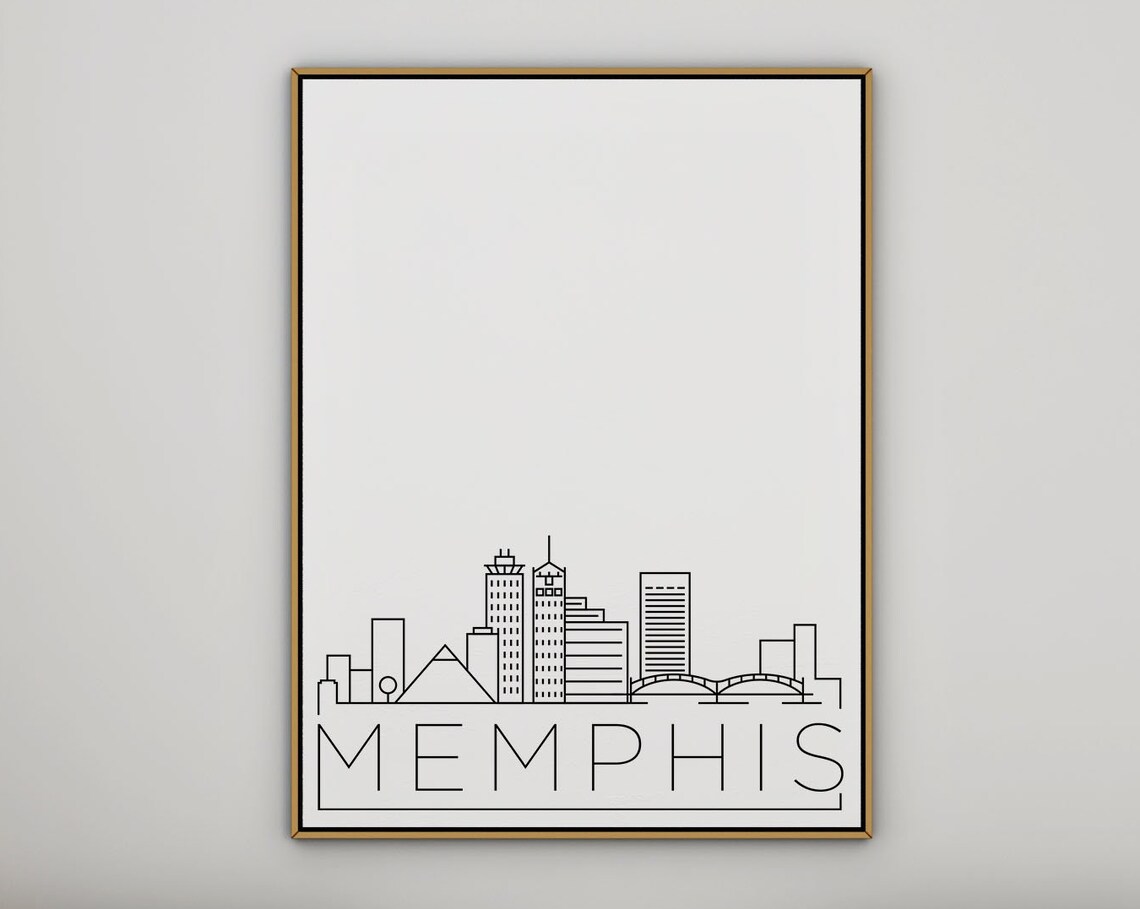 Memphis Tennessee Pyramid Bridge Minimalist Skyline Line Art Poster