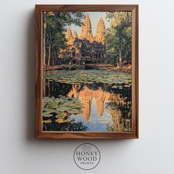 Angkor Wat Temple Moody Architectural Landscape Art Historic Travel Decor Tranquil Tropical Scene Instant 176