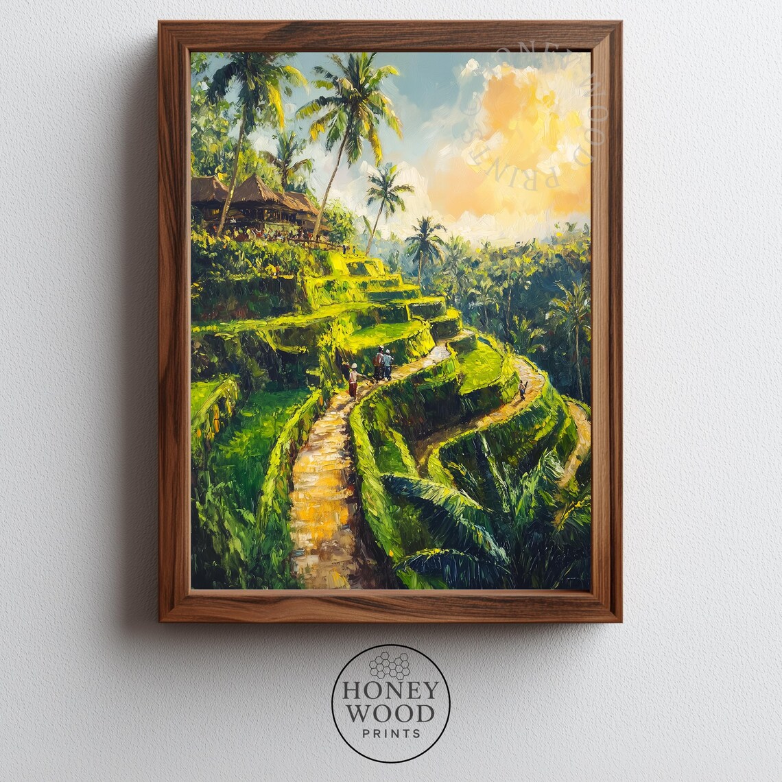 Bali Rice Terraces Golden Hour Tropical Landscape Oil Painting Print