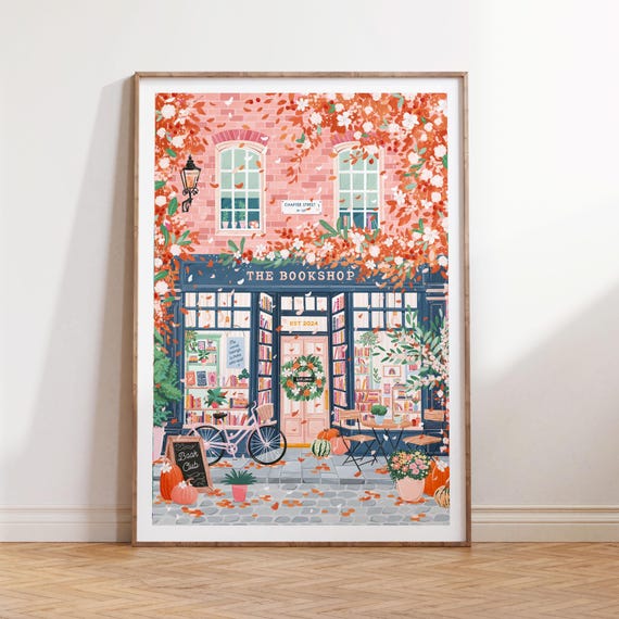 Autumn Bookshop Pumpkin Spice Art Print