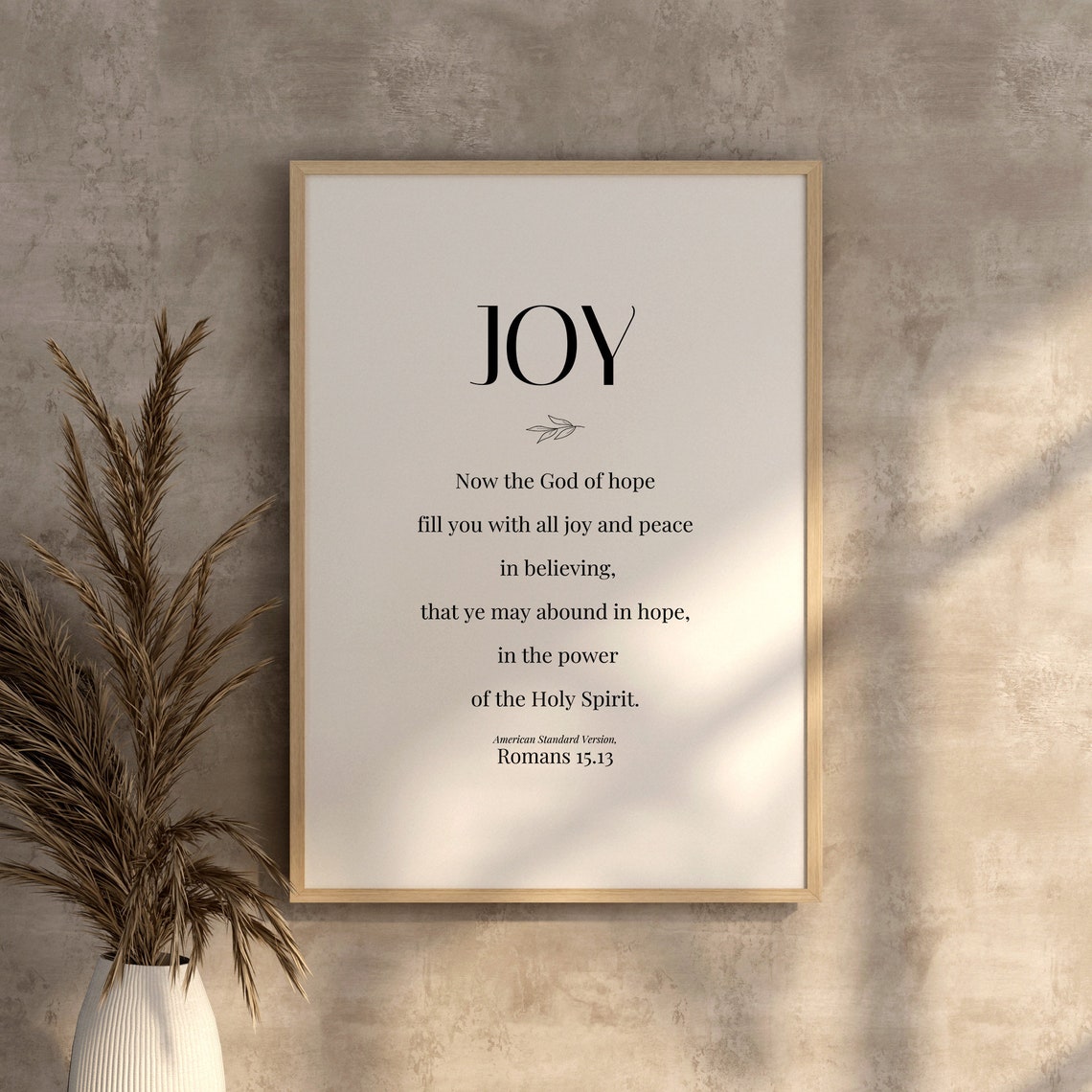Joy Romans 1513 Bible Verse Serif Typography Minimalist Poster - Image 2