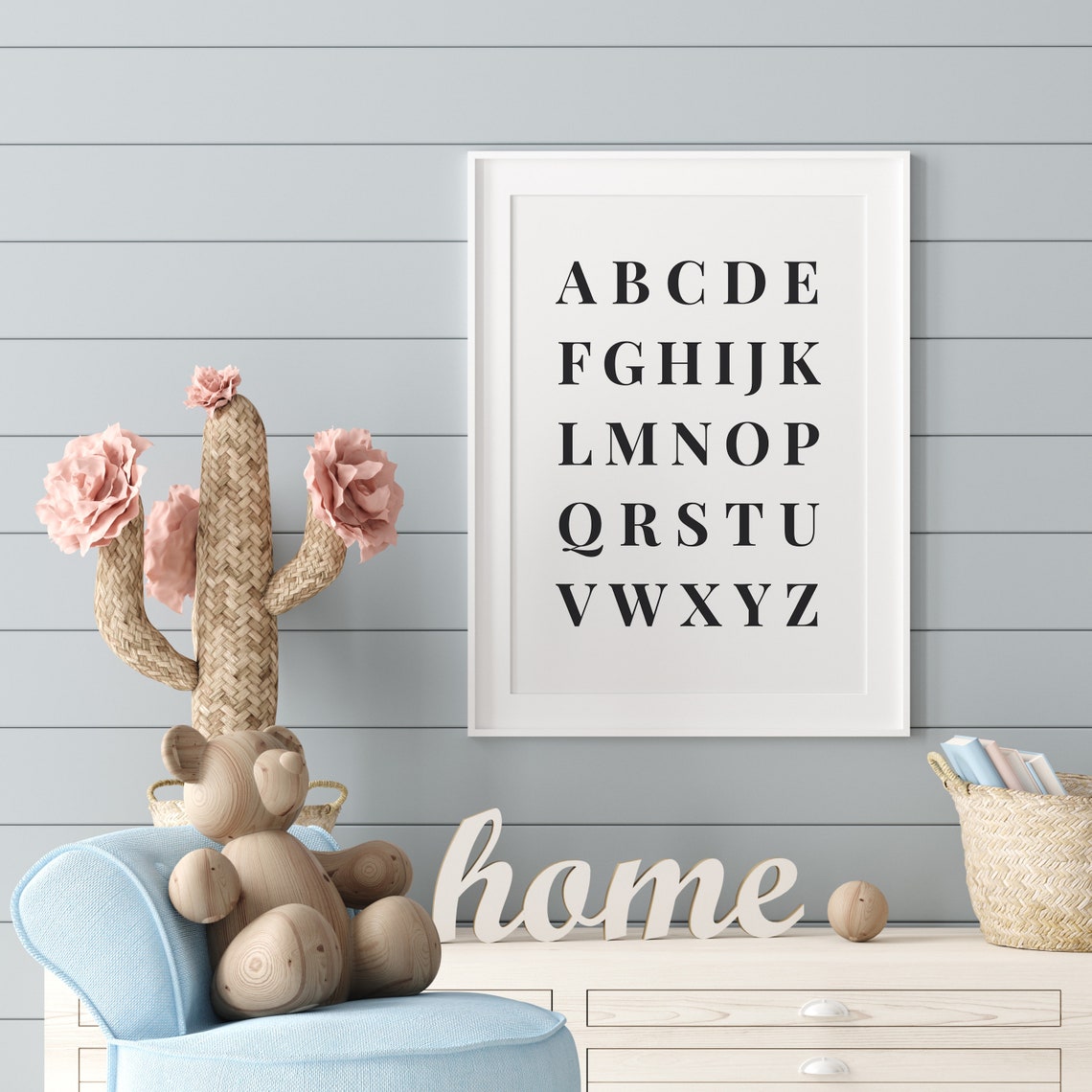 ABC Alphabet Serif Letters Classic White Nursery Kids Room Poster - Image 3