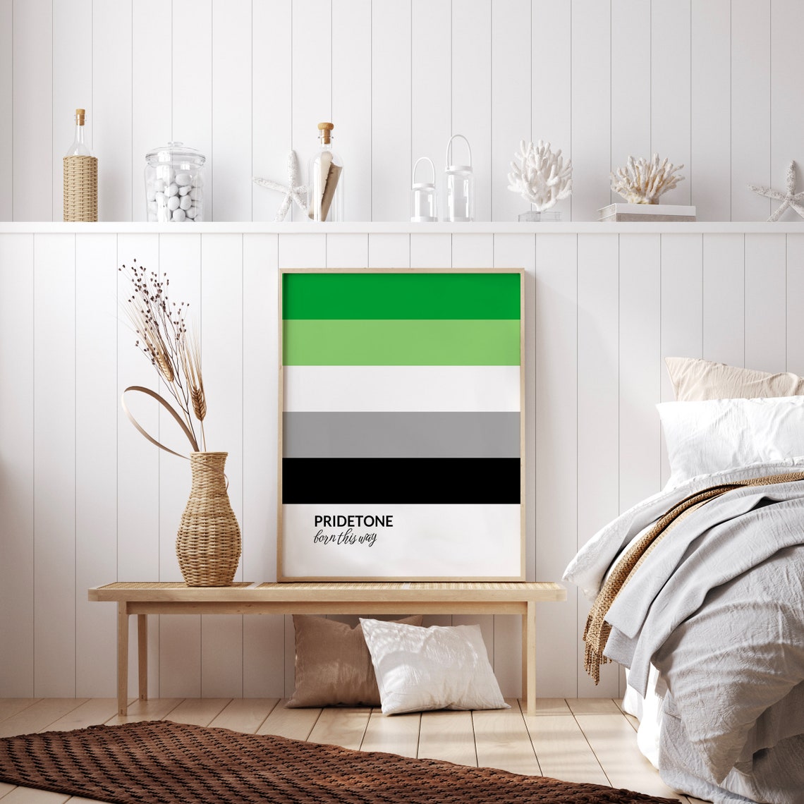 PRIDETONE Born This Way Aromantic Pride Flag Color Block Poster - Image 2