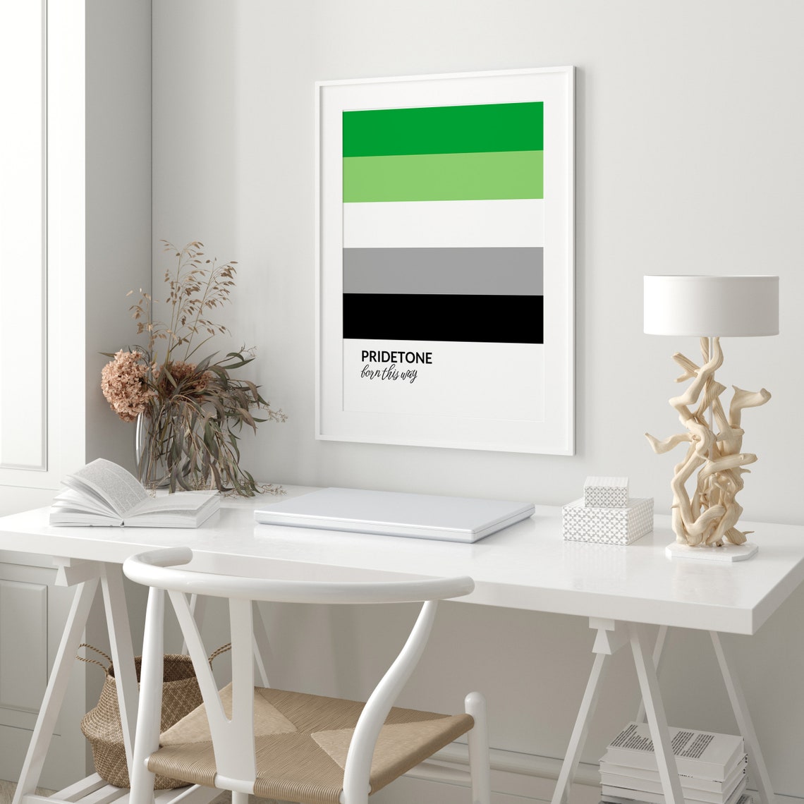 PRIDETONE Born This Way Aromantic Pride Flag Color Block Poster - Image 3