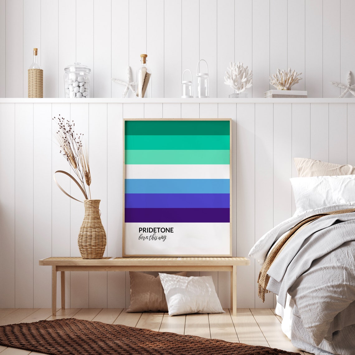 PRIDETONE Born This Way Gay Men Pride Flag Color Block Poster - Image 2