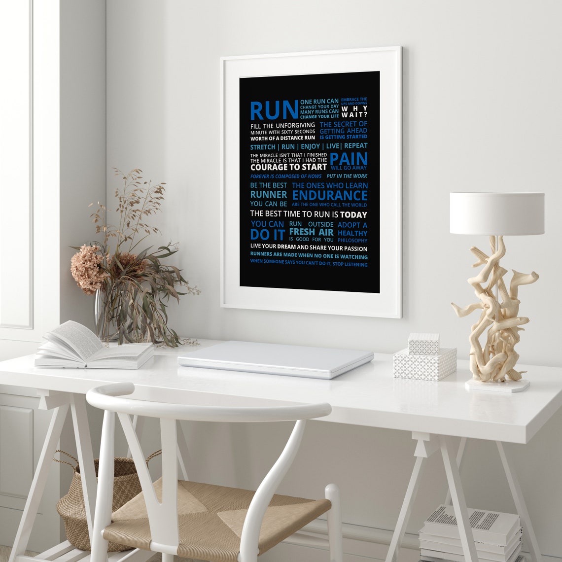 Blue Run Runner Manifesto Typographic Motivation Wall Decor Poster - Image 2