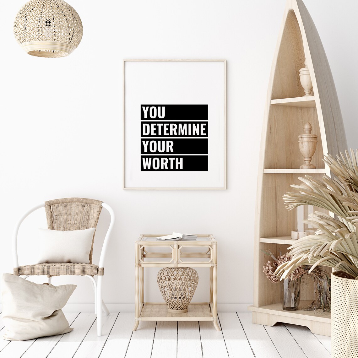You Determine Your Worth Self Esteem Empowerment Quote Poster - Image 2