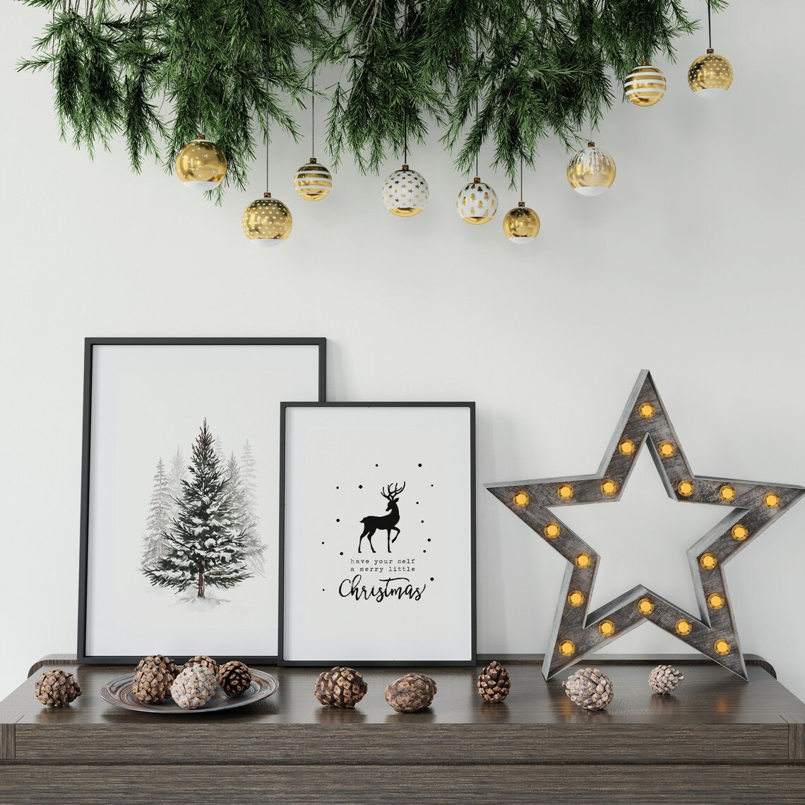 Snowy Pine Tree Watercolor Winter Forest Christmas Wall Art Print - Image 4