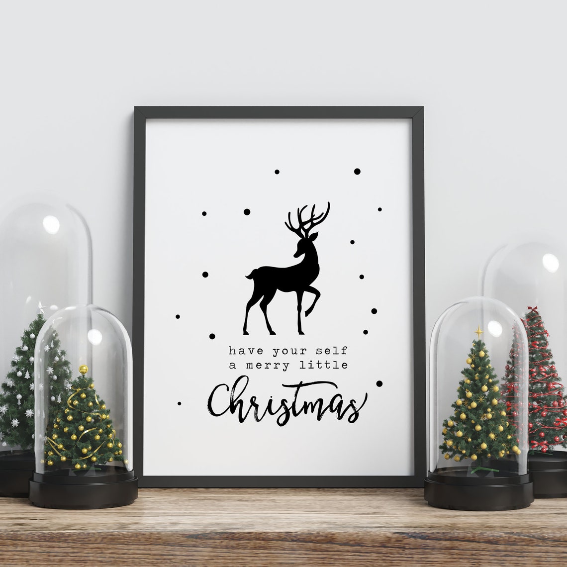 Have Yourself a Merry Little Christmas Reindeer Silhouette Art Print - Image 2
