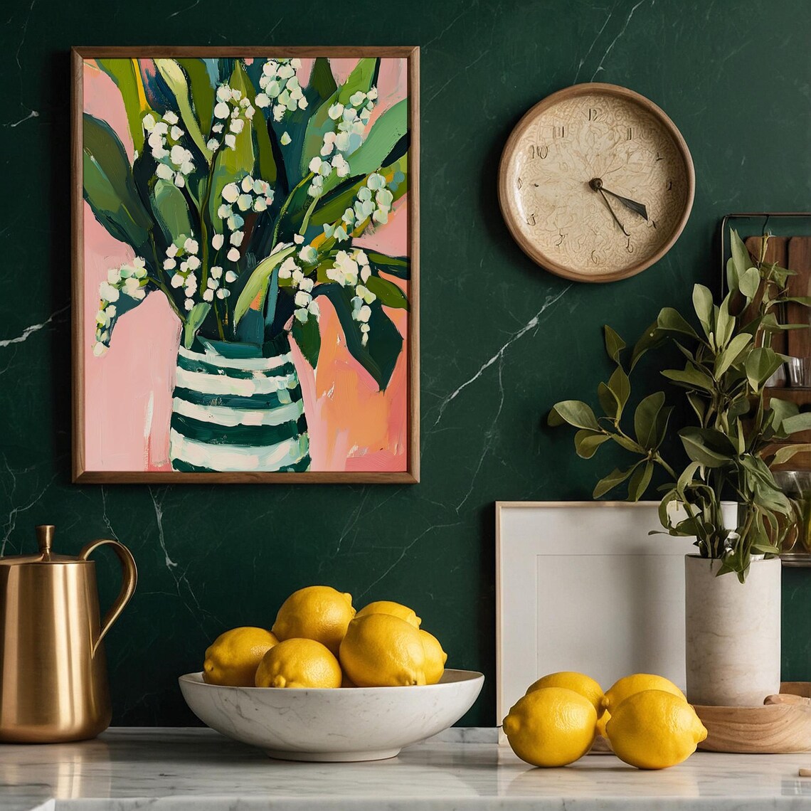 Lily of the Valley Oil Painting, Bold Floral Art Print