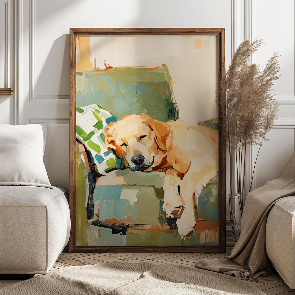 Sleeping Labrador Puppy Minimalist Dog Art Print